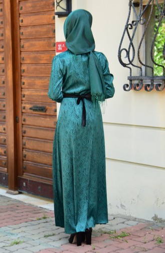 Emerald Green Hijab Dress 3955-02