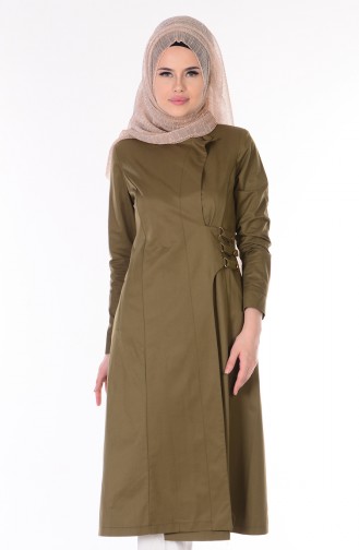 Trench Coat avec Poches 7005-04 Vert Khaki 7005-04