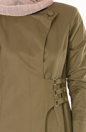 Trench Coat avec Poches 7005-04 Vert Khaki 7005-04