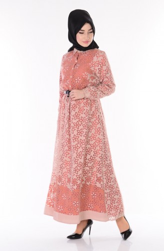 Brick Red Hijab Dress 6559-01