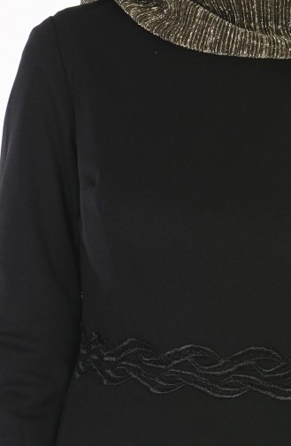 Dantel Detaylı Elbise 6085-01 Siyah