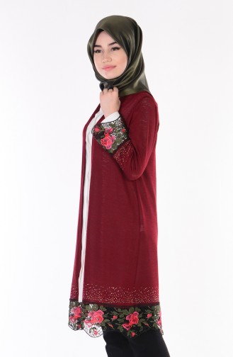Lacing Detailed Sweater 0689-03 Claret Red 0689-03