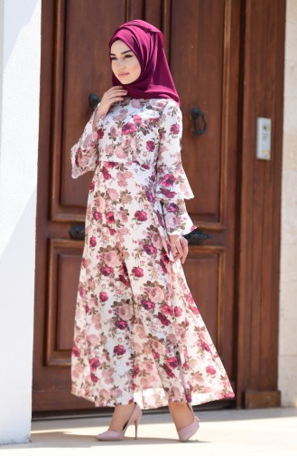 Fuchsia Hijab Dress 4045-07