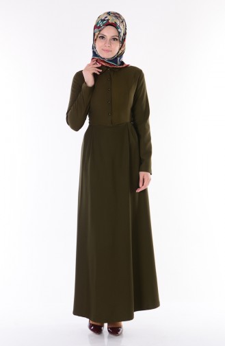 Khaki Hijab Dress 0112-06