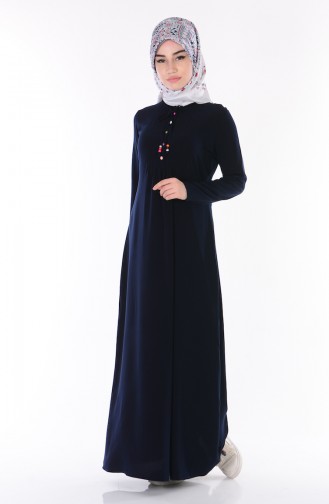 Navy Blue Hijab Dress 2084-03