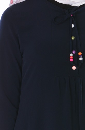 Düğme Detaylı Elbise 2084-03 Lacivert