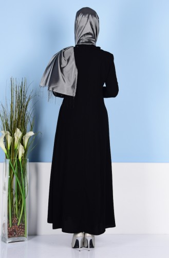 Fermuarlı Ferace 99078-02 Siyah