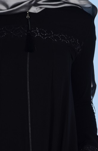 Fermuarlı Ferace 99078-02 Siyah