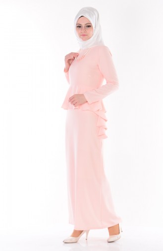 Salmon Hijab Dress 0693-04