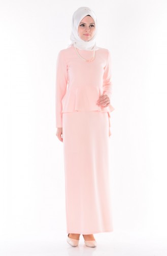 Salmon Hijab Dress 0693-04