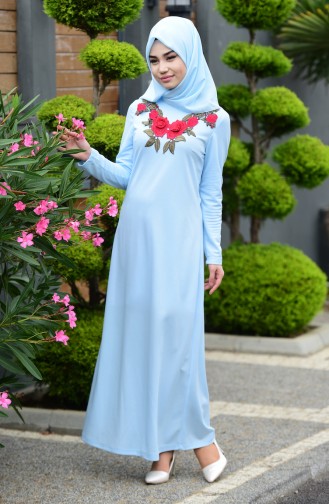 Baby Blue Hijab Dress 3123-02