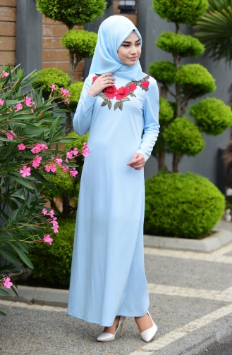 Baby Blue Hijab Dress 3123-02