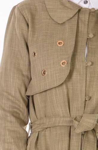 Buttoned Coat with Belt 7180-03 Khaki 7180-03