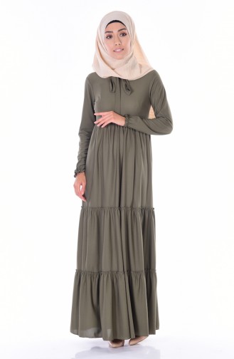 Khaki Hijab Dress 4056-18