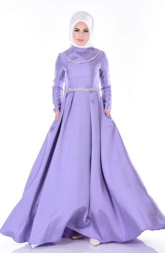 Dark Violet Hijab Evening Dress 1069-05