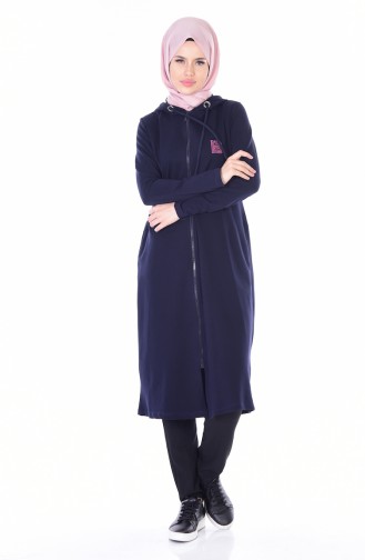 Coat with Hood 1480-04 Navy Blue 1480-04