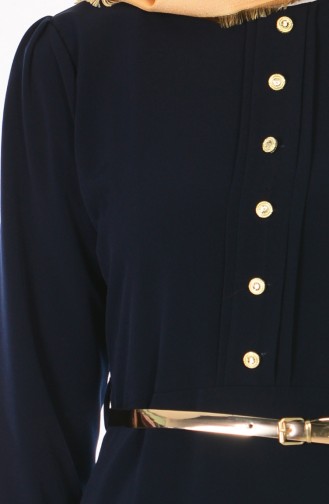 Navy Blue Hijab Dress 1118-04