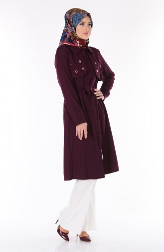 Buttoned Coat with Belt 7180-05 Purple 7180-05