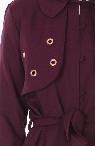 Buttoned Coat with Belt 7180-05 Purple 7180-05