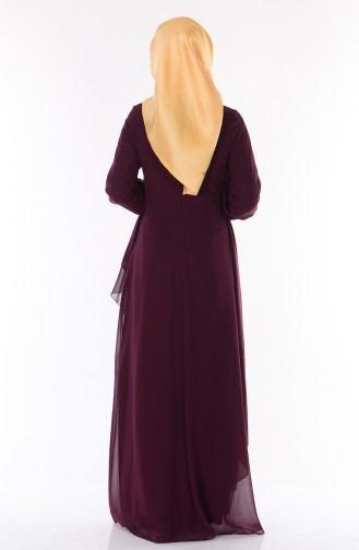 Plum Hijab Evening Dress 52612-05