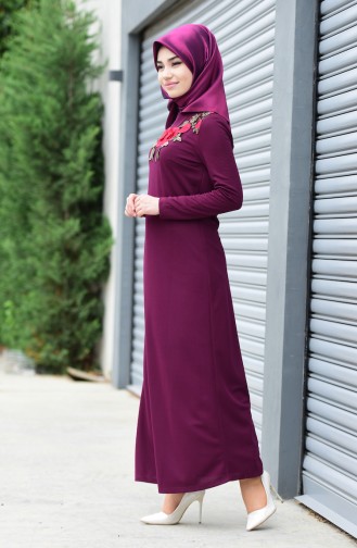 Plum Hijab Dress 3123-04