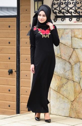 Black Hijab Dress 3123-07