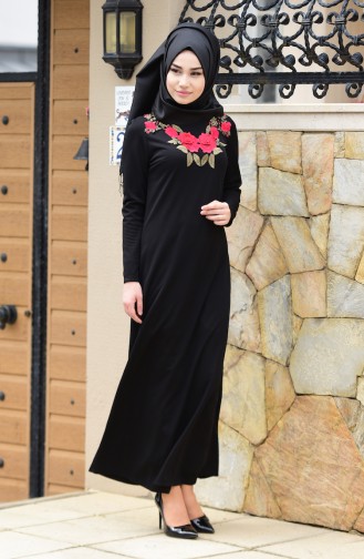 Black Hijab Dress 3123-07
