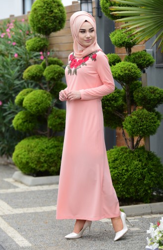 Salmon Hijab Dress 3123-06