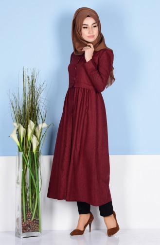 Long Tunic with Hidden Buttons 2131-02 Claret Red 2131-02
