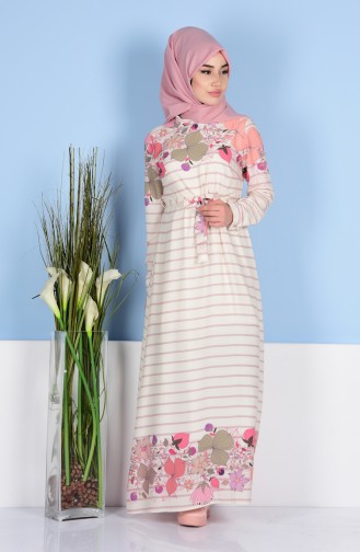 Naturfarbe Hijab Kleider 1625-04