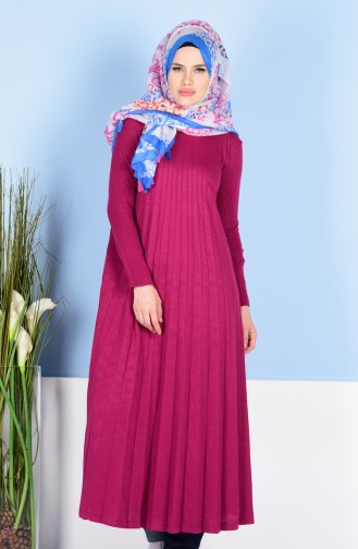 Knitwear Pleatied Tunic 4038-02 Fuchsia 4038-02