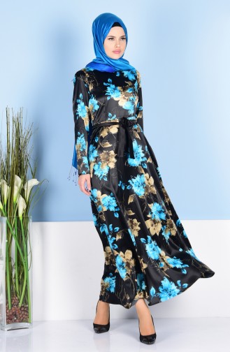 Blue Hijab Dress 3956-02