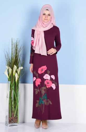 Plum Hijab Dress 2780-14