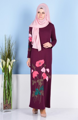 Plum Hijab Dress 2780-14