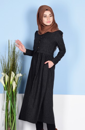 Long Tunic with Hidden Buttons 2131-03 Black 2131-03