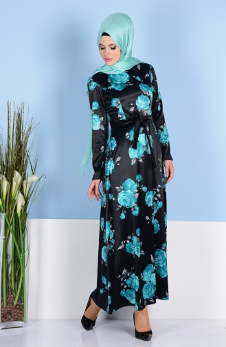 Smaragdgrün Hijab Kleider 3954-02