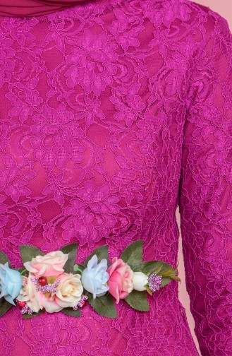 فستان بتفاصيل مميزة بالورد والدانتيل 1053-06
