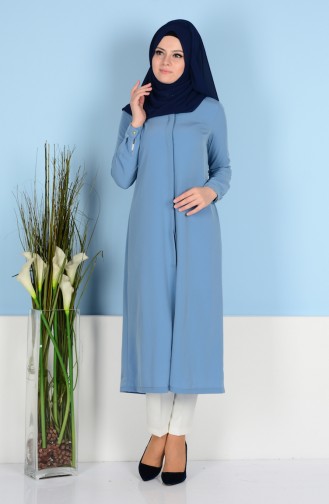 Tunic with Hidden Buttons 5002-02 Baby Blue 5002-02