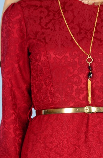 Claret Red Hijab Dress 3951-01