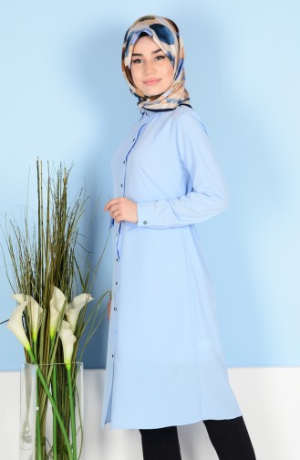 Tunique col Chemise avec Bouton 0106-05 Bleu Glacé 0106-05
