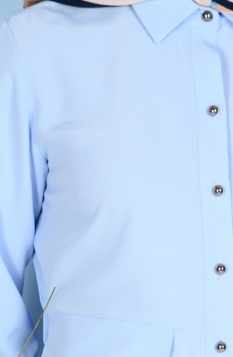 Tunique col Chemise avec Bouton 0106-05 Bleu Glacé 0106-05