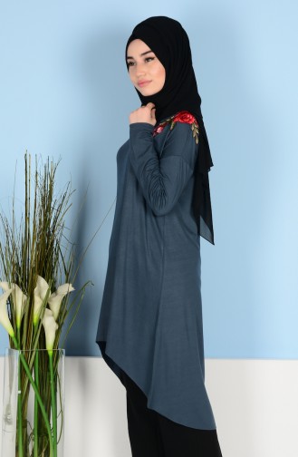 Nakışlı Tunik 17500-01 Füme