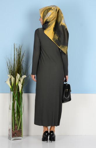 Khaki Hijab Dress 438-03