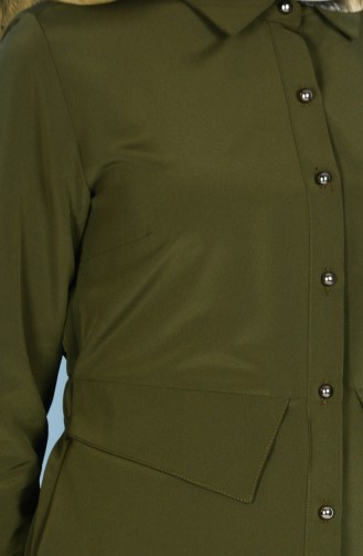 Shirt Neck Tunic with Buttons 0106-09 Khaki 0106-09