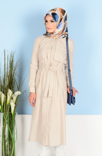 Tunic with Hidden Buttons and Belt 2121-11 Cream 2121-11