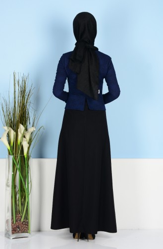 Navy Blue Hijab Dress 7131-06