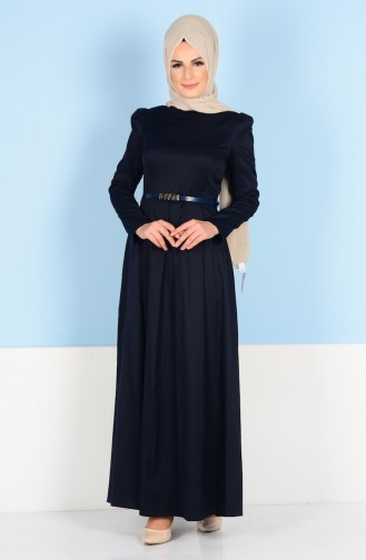 Dress with Belt 2830-10 Navy Blue 2830-10