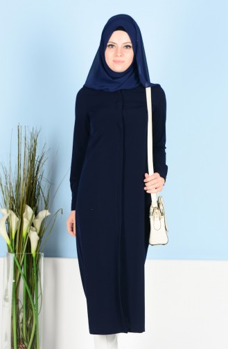 Tunic with Hidden Buttons 5002-04 Navy Blue 5002-04