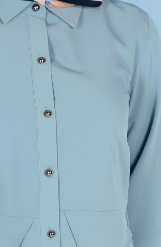 Gömlek Yaka Düğmeli Tunik 0106-08 Mavi