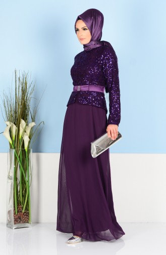 Lila Hijab-Abendkleider 55609-02